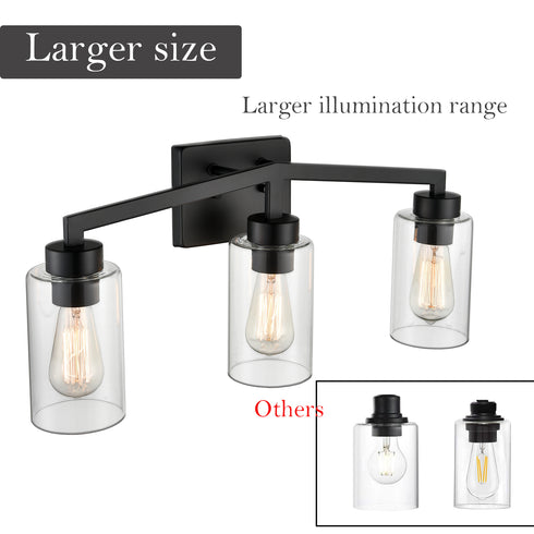Bernina Industrial Black Bathroom Vanity Light Sconce 3-Light
